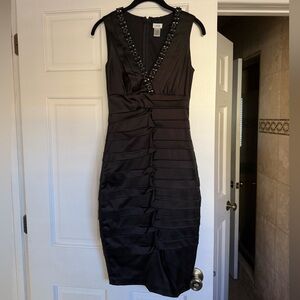 Cache Black Ruched Midi Dress